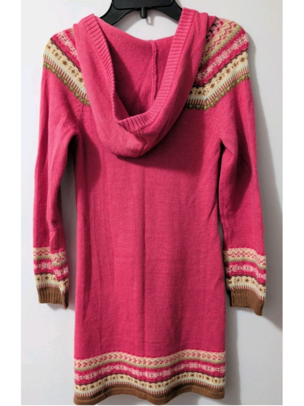 Gap Kids Girls Sweaterdress Size M (8) Long Sleeve Pink Fair Isle Design Hooded - Picture 4 of 7